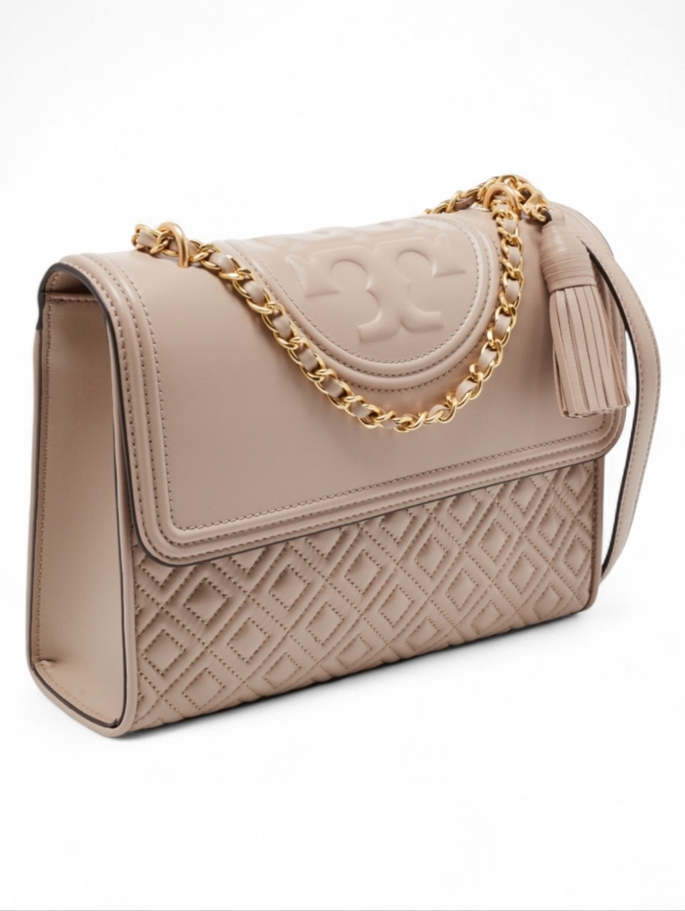 Tory Burch Blush Quilted Leather Chain Shoulder Bag